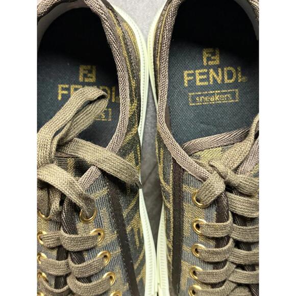 Fendi Domino Style Brown FF Monogram Canvas Sneakers Size 39 - Picture 2 of 5